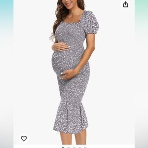 Floral Midi Bodycon Maternity Dress